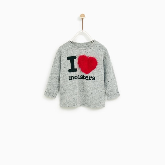 Zara Other - Zara Baby Girl Kids Fuzzy ‘Monsters’ T-Shirt